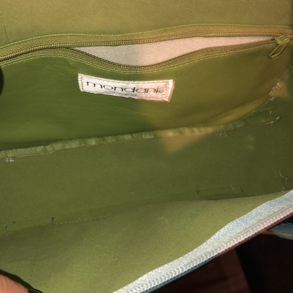 Mondani New York Pale Blue and green hand bag purse - Picture 9 of 9